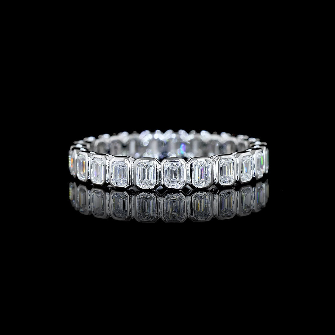 1 CTW Emerald Bezel Lab Grown Diamond Eternity Band