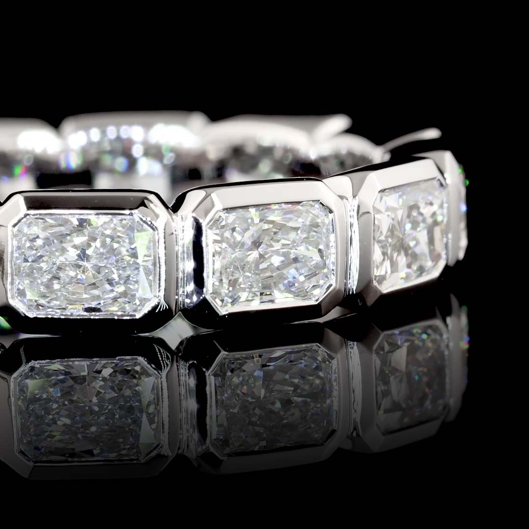 3 CTW East-West Radiant Bezel Lab Grown Diamond Eternity Band
