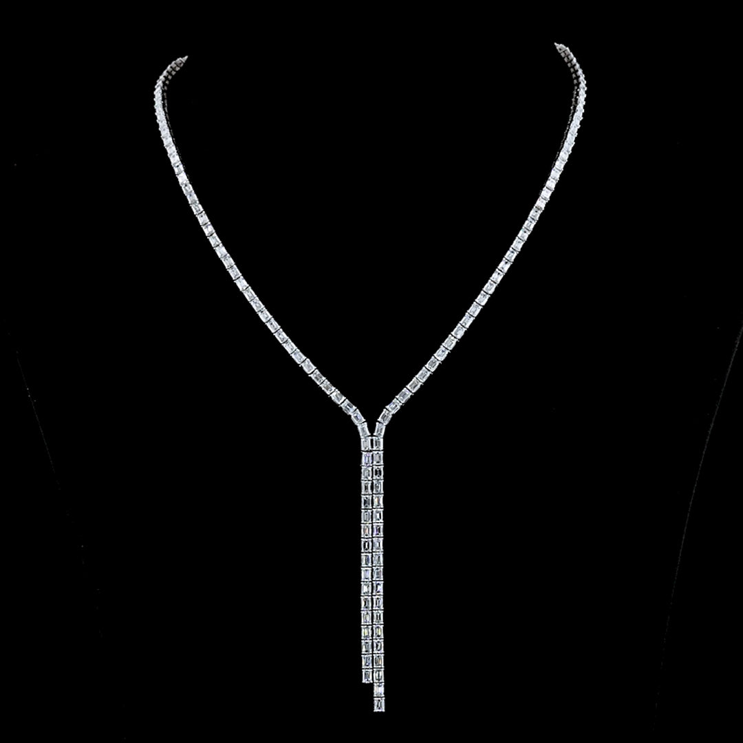 15 CTW Emerald Lab Grown Diamond Lariat Y Necklace