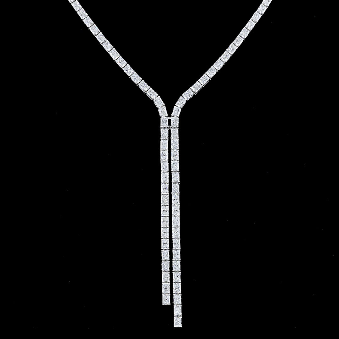 15 CTW Radiant Lab Grown Diamond Lariat Y Necklace