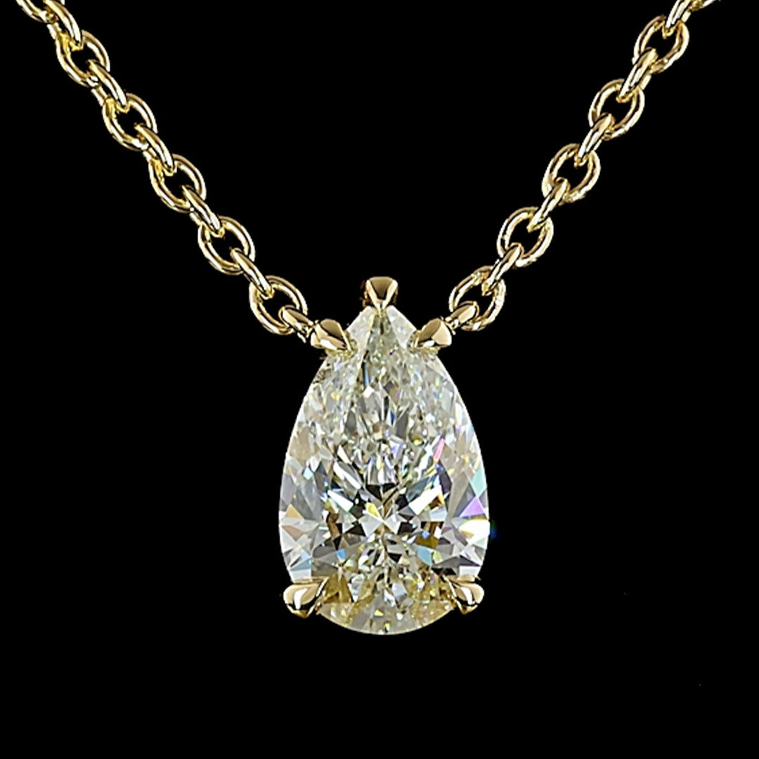 Pear Lab Grown Diamond Solitaire Pendant Necklace