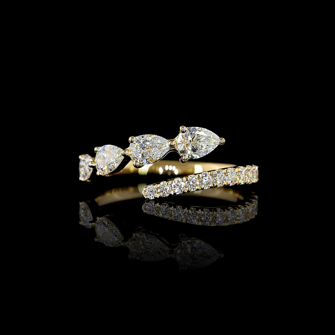 Pear and Round Lab Grown Diamond Bypass Ring