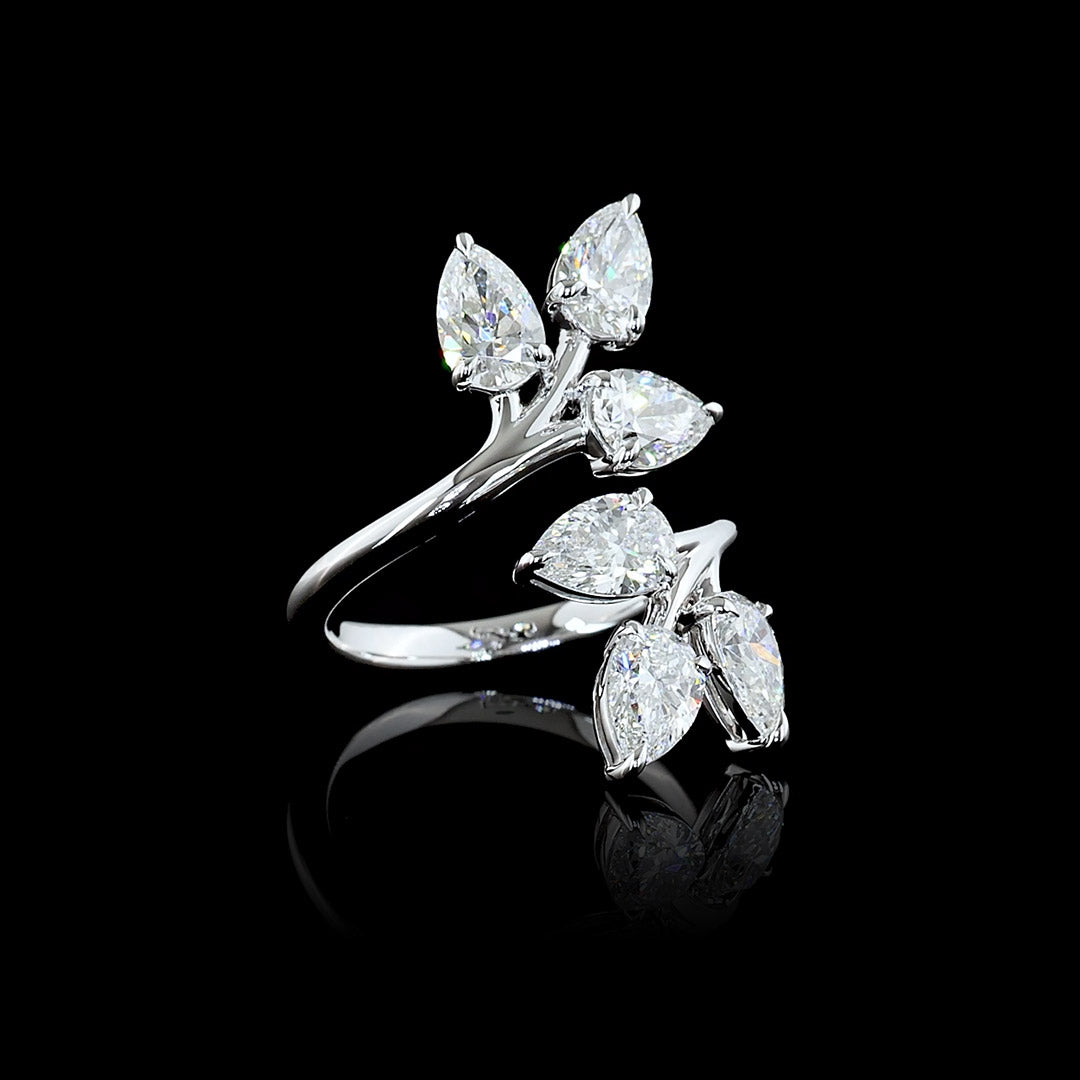 Triple Pear Lab Grown Diamond Bypass Ring