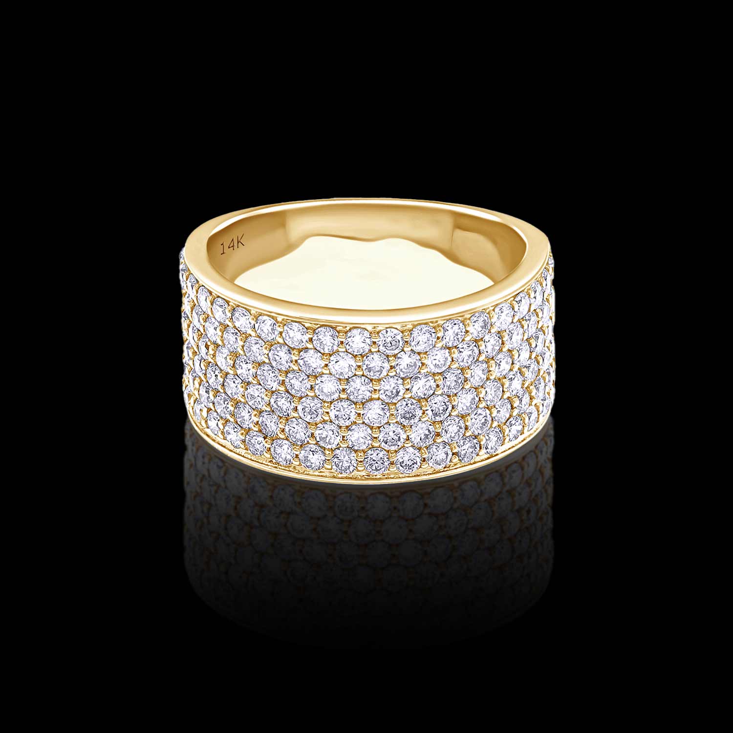 6 Row Wide Pave Lab Grown Diamond Cigar Band