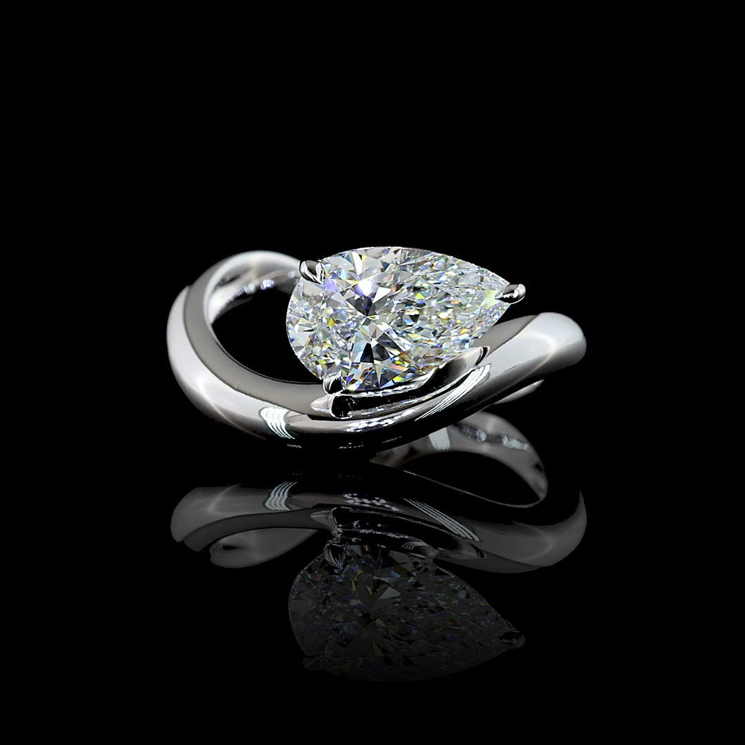 Pear Wave Lab Grown Diamond Ring