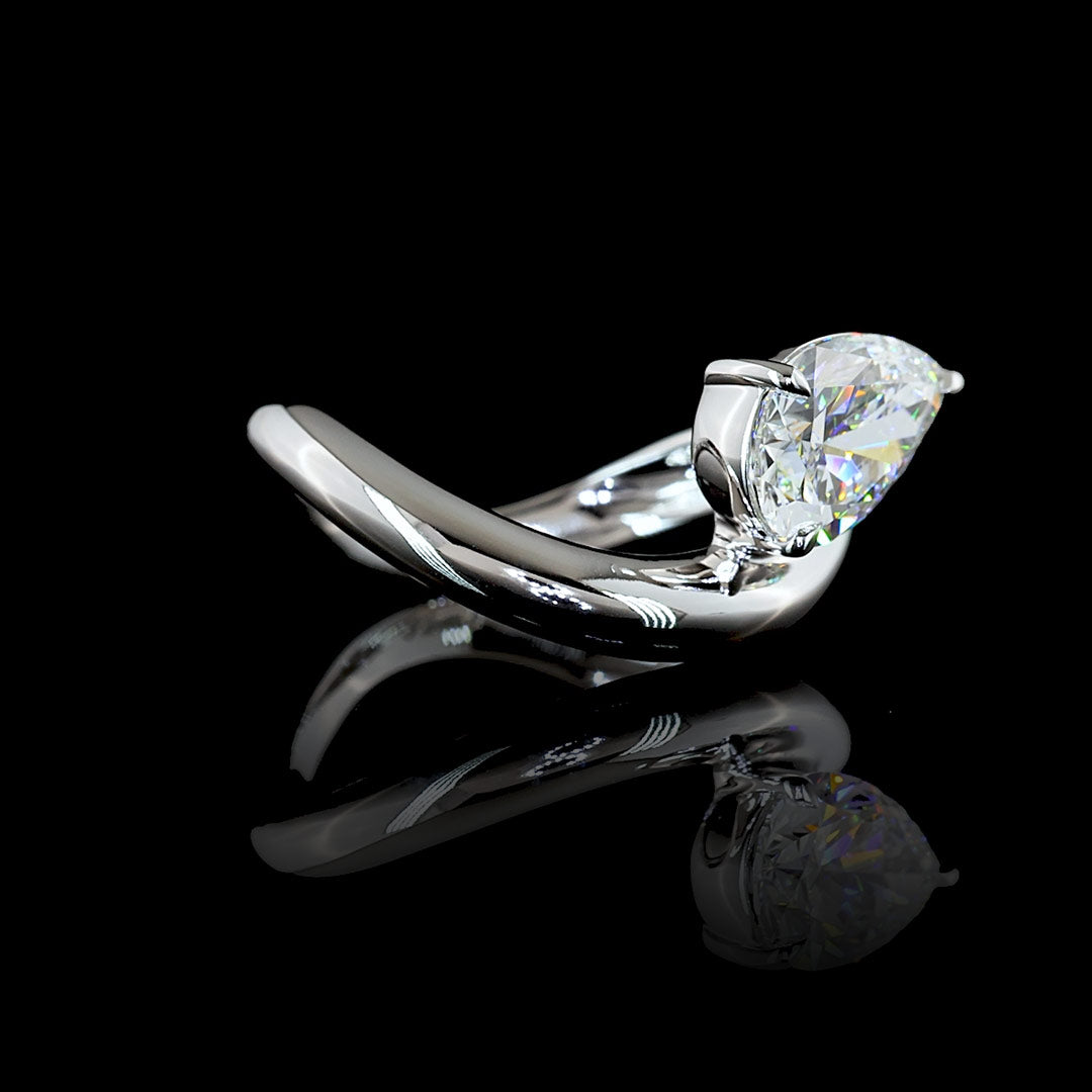 Pear Wave Lab Grown Diamond Ring