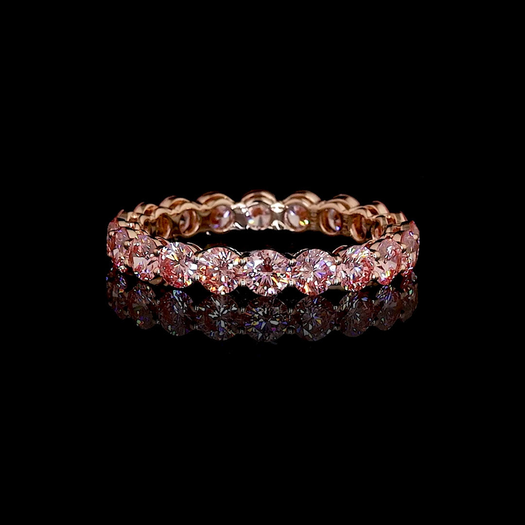 2 CTW Round Pink Lab Grown Diamond Eternity Band