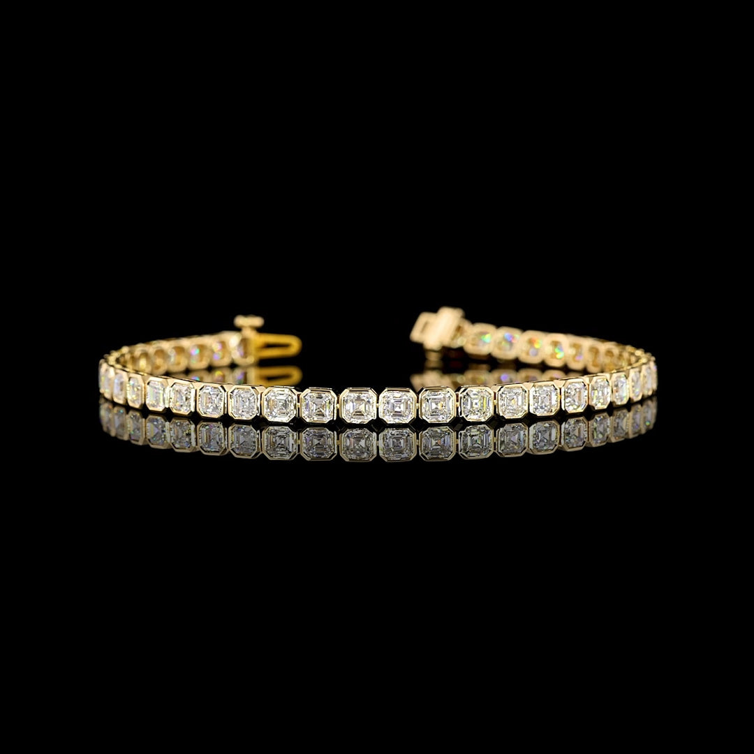 6 CTW Asscher Bezel Lab Grown Diamond Tennis Bracelet