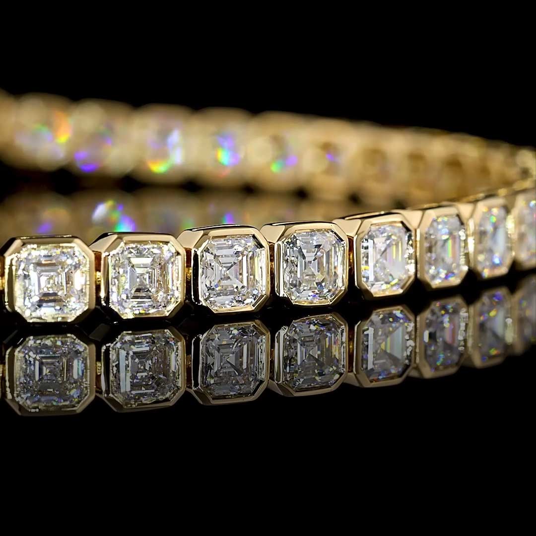 6 CTW Asscher Bezel Lab Grown Diamond Tennis Bracelet