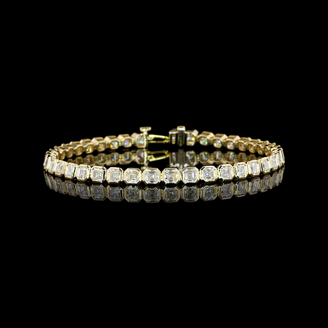 8 CTW Asscher Bezel Lab Grown Diamond Tennis Bracelet