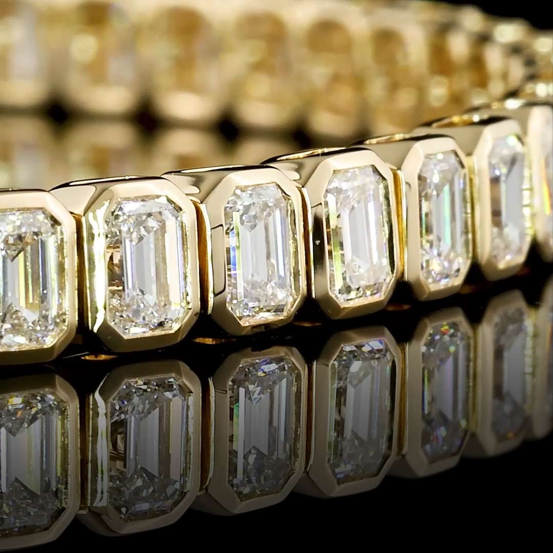 5 CTW Emerald Bezel Lab Grown Diamond Tennis Bracelet