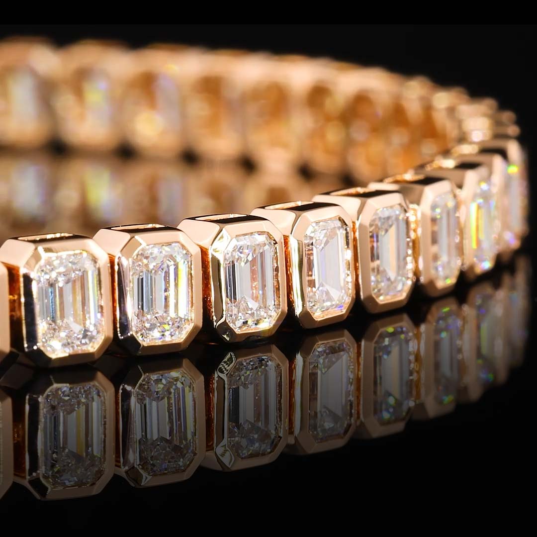 7 CTW Emerald Bezel Lab Grown Diamond Tennis Bracelet