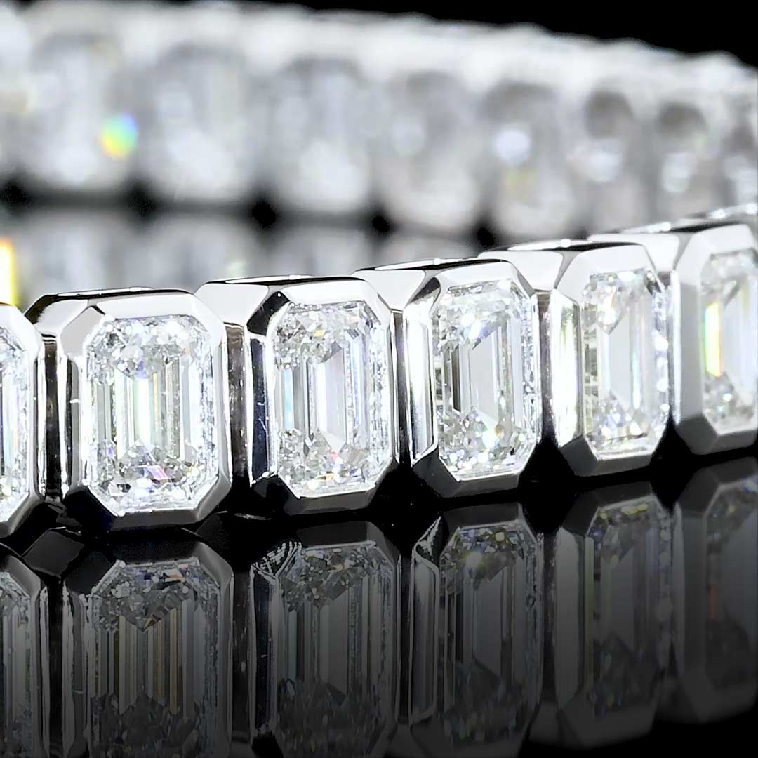 7 CTW Emerald Bezel Lab Grown Diamond Tennis Bracelet