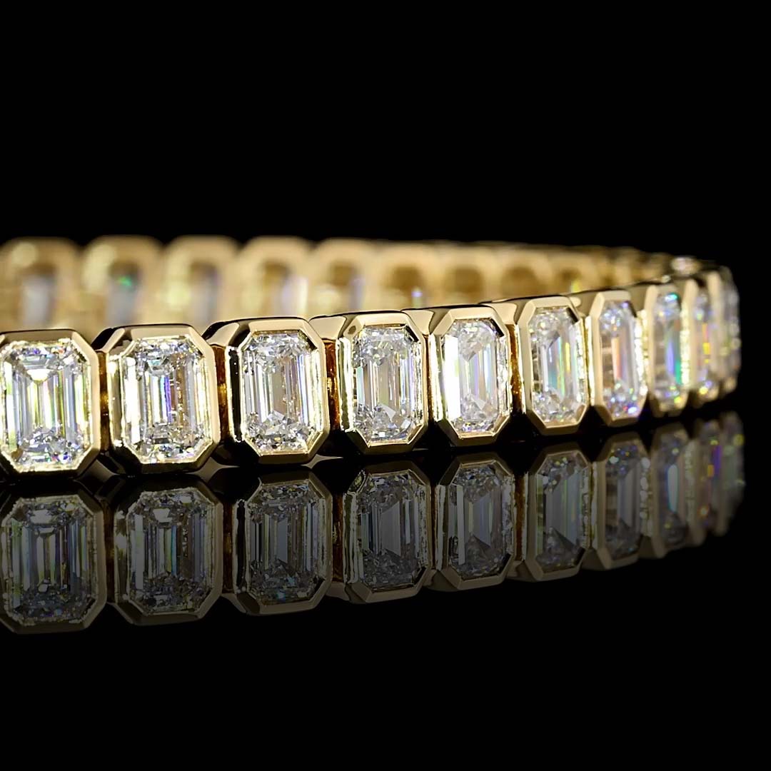 7 CTW Emerald Bezel Lab Grown Diamond Tennis Bracelet