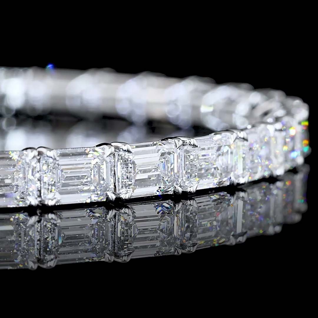 16 CTW East-West Emerald Lab Grown Diamond Tennis Bracelet