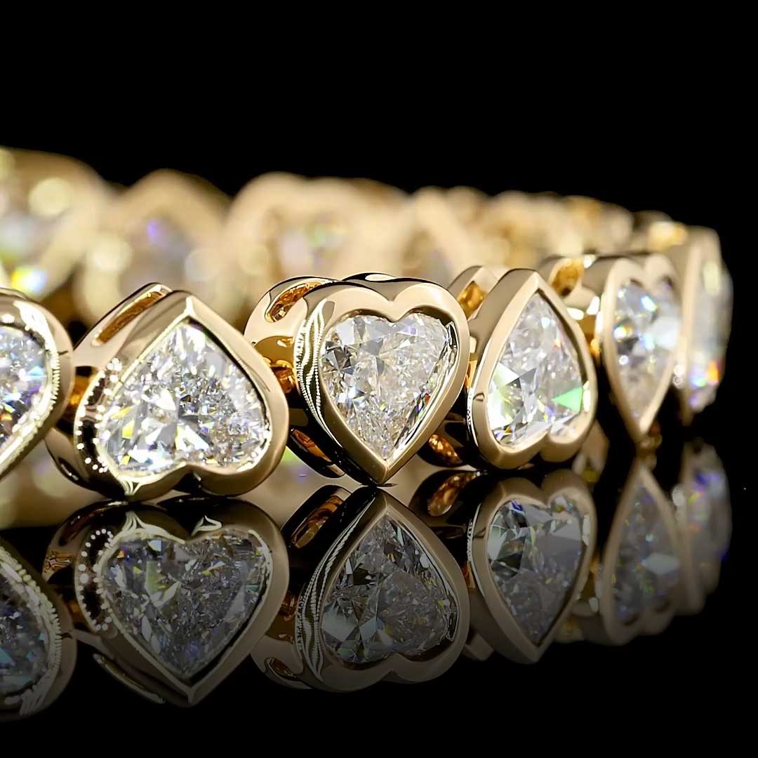 14 CTW Alternating Heart Bezel Lab Grown Diamond Tennis Bracelet