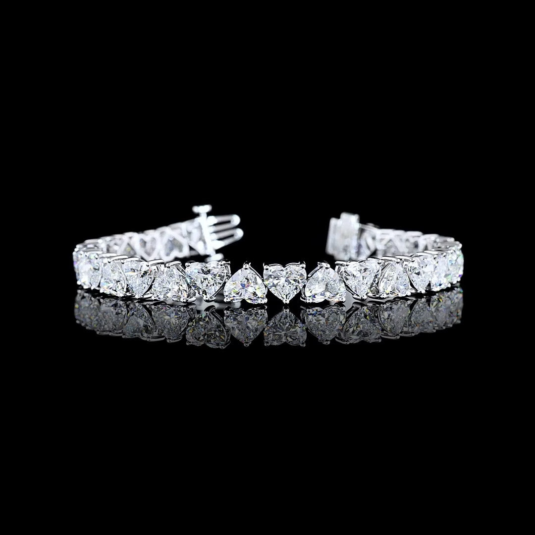 25 CTW Alternating Heart Lab Grown Diamond Tennis Bracelet
