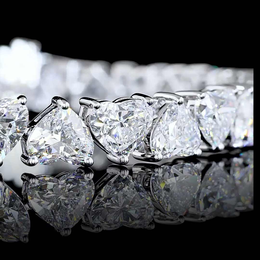 25 CTW Alternating Heart Lab Grown Diamond Tennis Bracelet