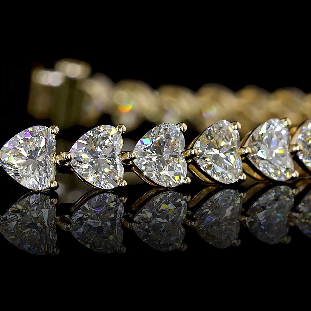 10 CTW East-West Heart Lab Grown Diamond Tennis Bracelet