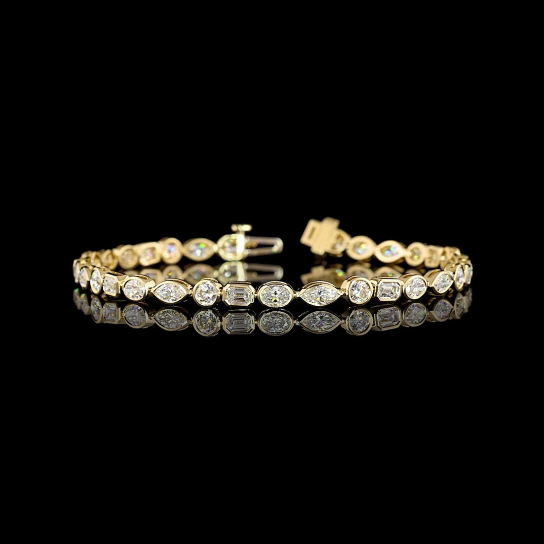 5 CTW East-West Mixed Shape Bezel Lab Grown Diamond Tennis Bracelet
