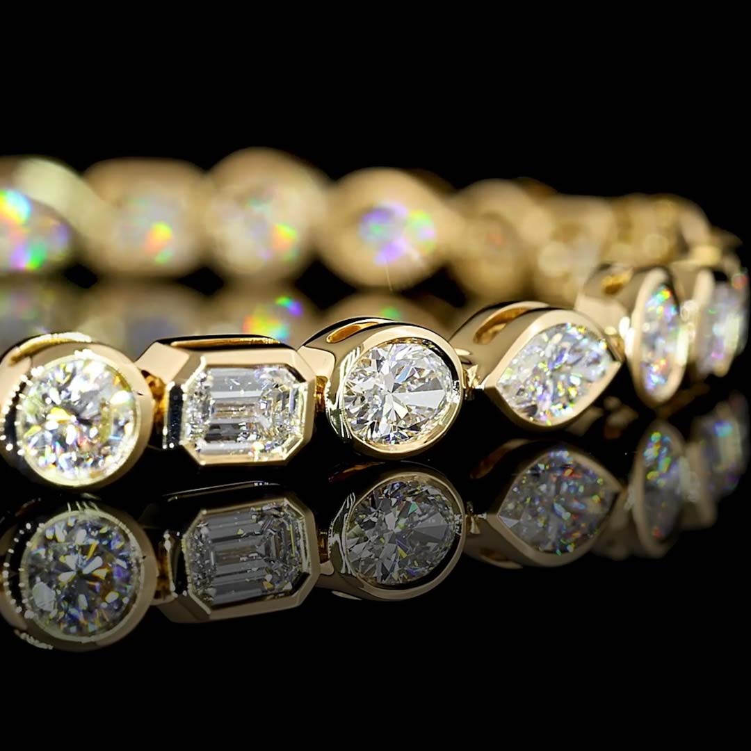 5 CTW East-West Mixed Shape Bezel Lab Grown Diamond Tennis Bracelet