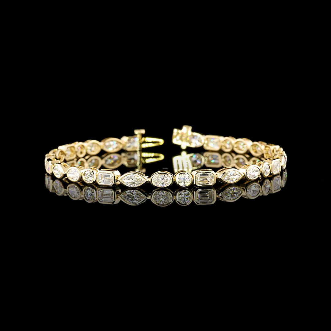 7 CTW East-West Mixed Shape Bezel Lab Grown Diamond Tennis Bracelet