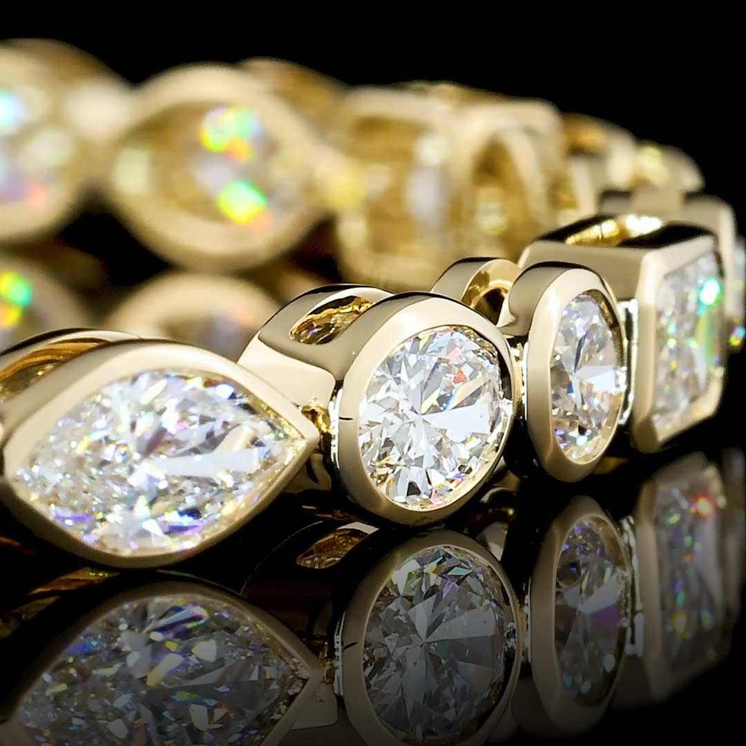 7 CTW East-West Mixed Shape Bezel Lab Grown Diamond Tennis Bracelet