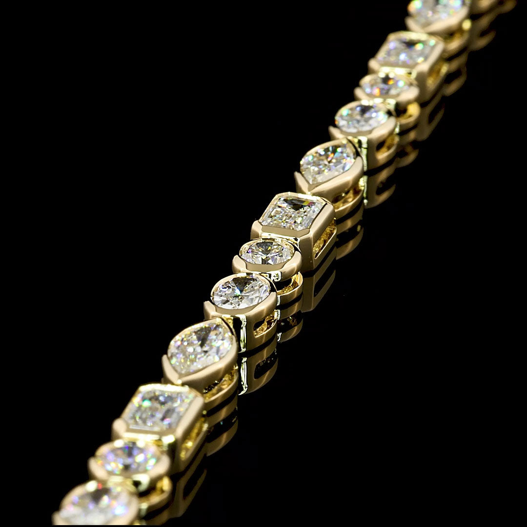 7 CTW East-West Mixed Shape Bezel Lab Grown Diamond Tennis Bracelet