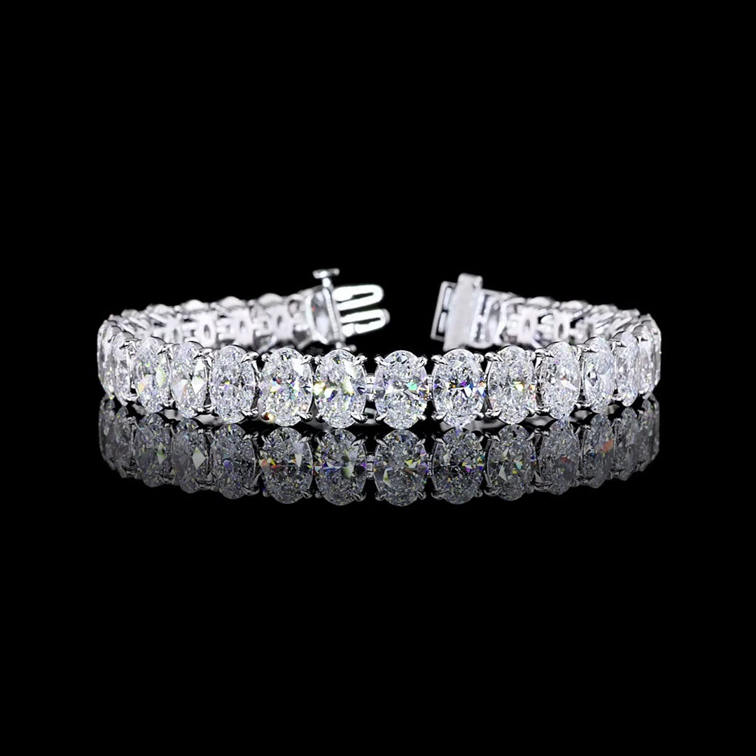 30 CTW Oval Lab Grown Diamond Tennis Bracelet