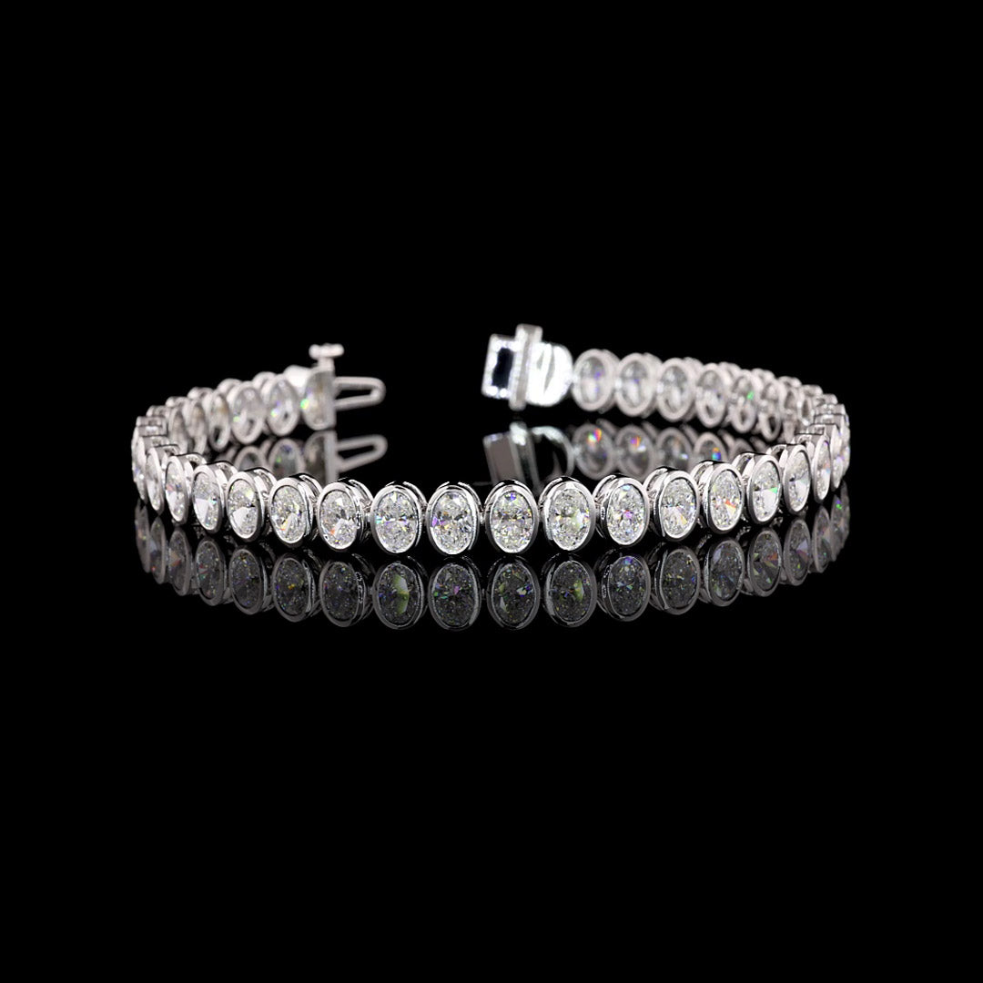 10 CTW Oval Bezel Lab Grown Diamond Tennis Bracelet