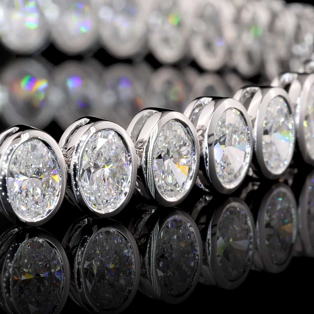 10 CTW Oval Bezel Lab Grown Diamond Tennis Bracelet