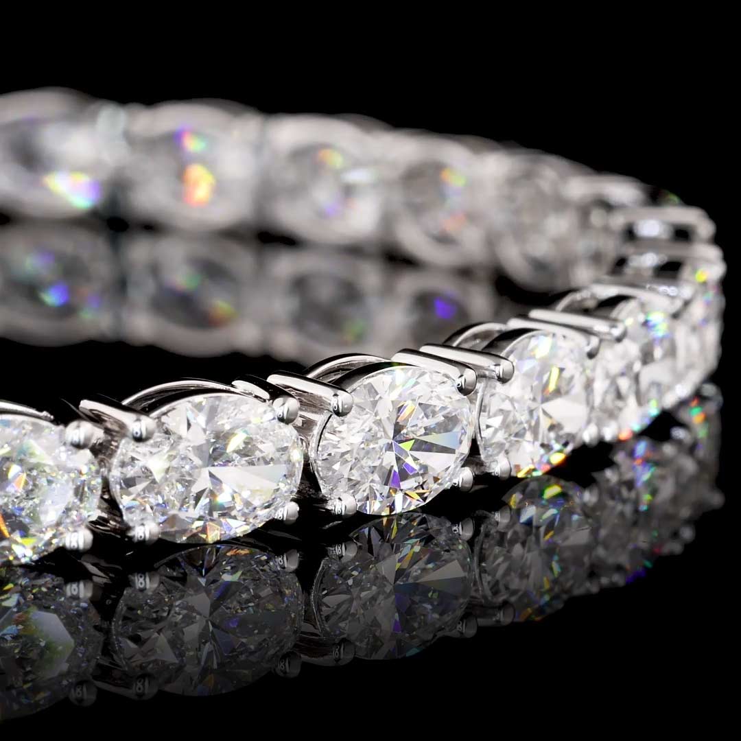 12 CTW East-West Oval Lab Grown Diamond Tennis Bracelet