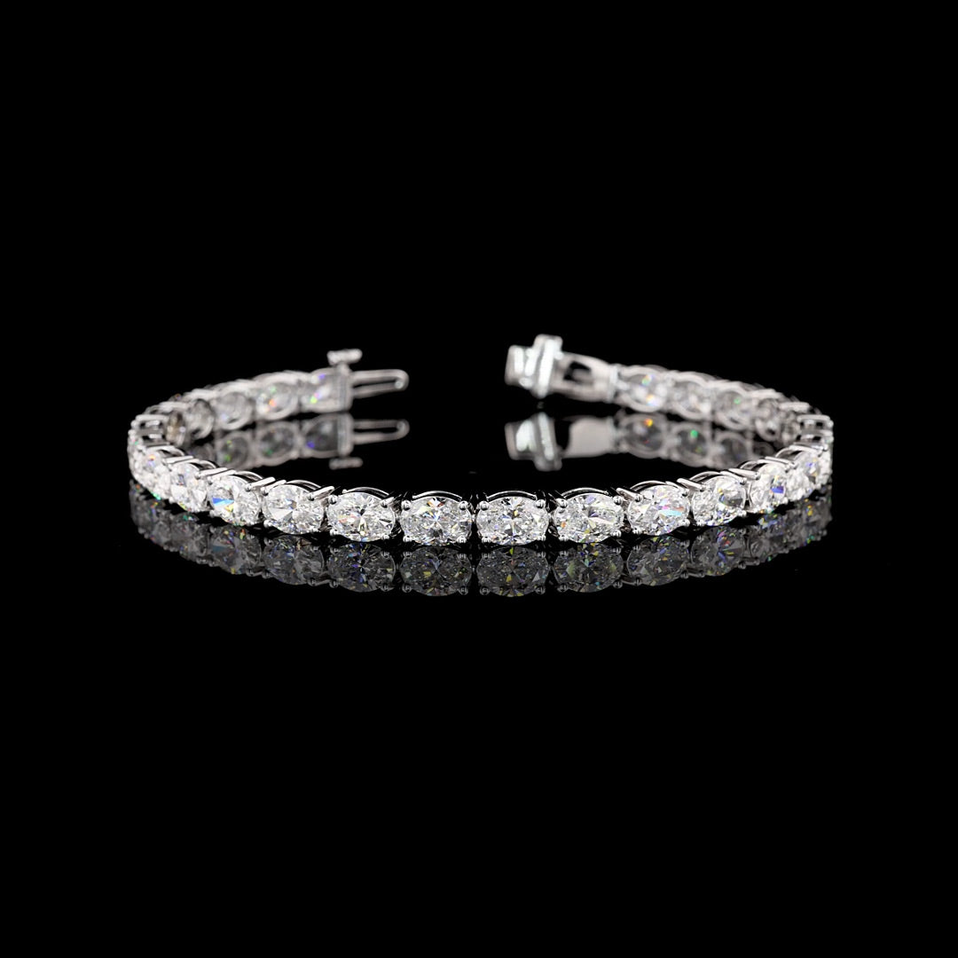 12 CTW East-West Oval Lab Grown Diamond Tennis Bracelet