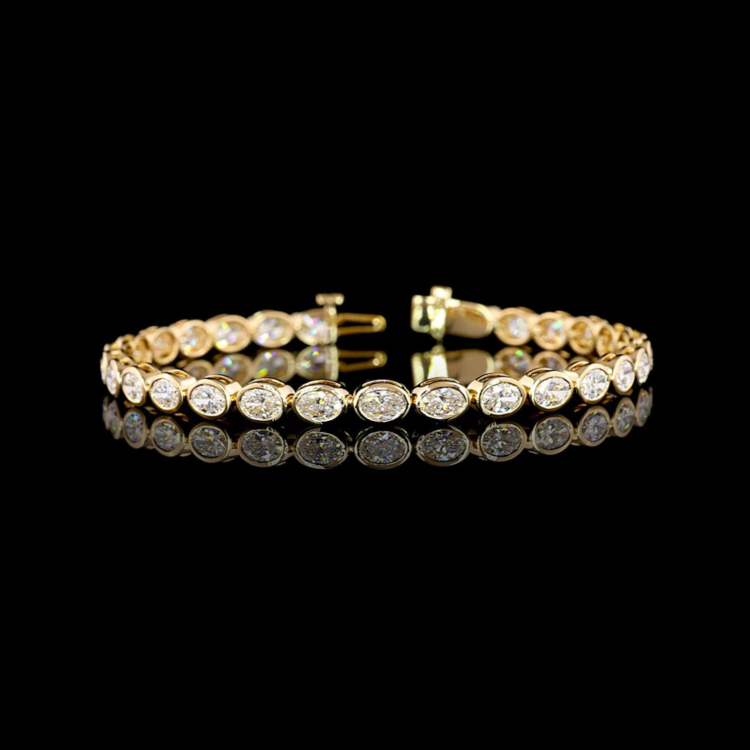7 CTW East-West Oval Bezel Lab Grown Diamond Tennis Bracelet
