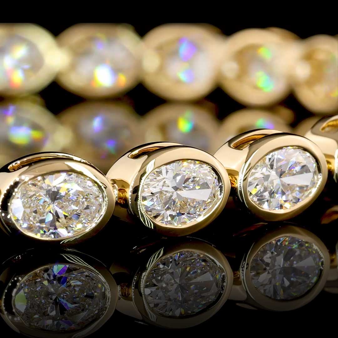 7 CTW East-West Oval Bezel Lab Grown Diamond Tennis Bracelet