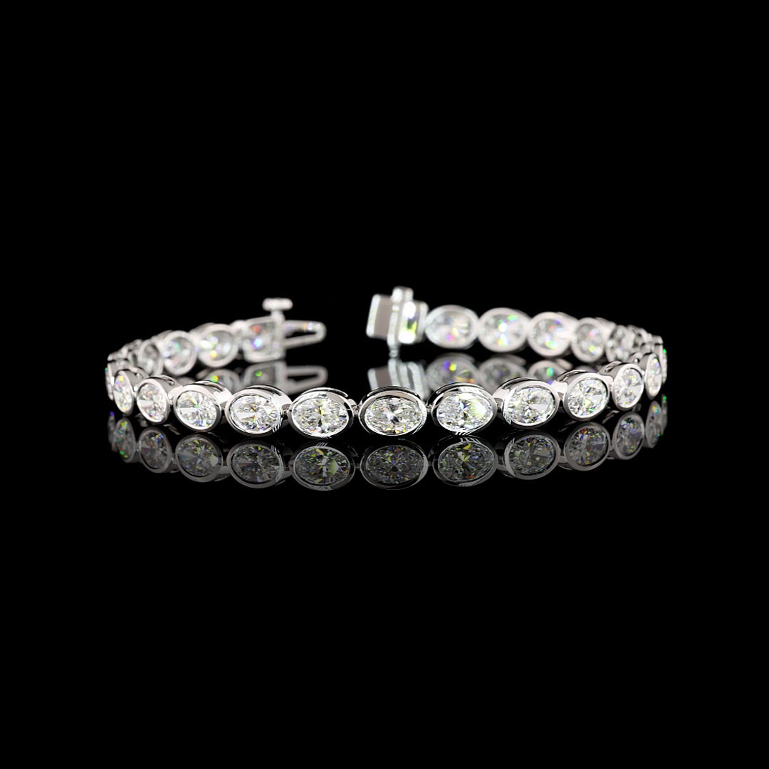 10 CTW East-West Oval Bezel Lab Grown Diamond Tennis Bracelet