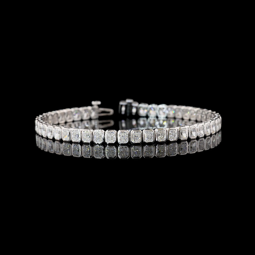 7 CTW Radiant Bezel Lab Grown Diamond Tennis Bracelet