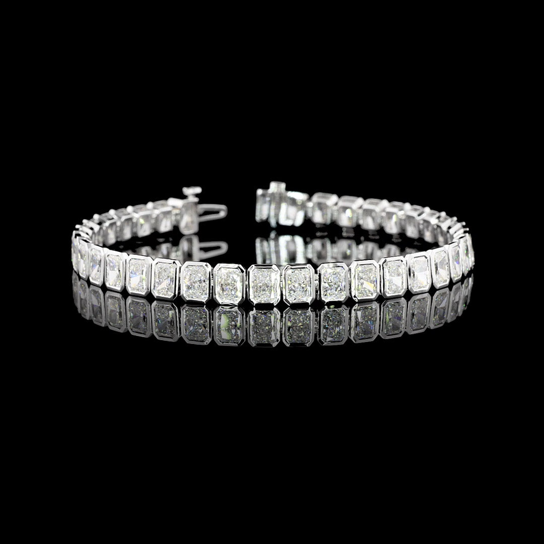 15 CTW Radiant Bezel Lab Grown Diamond Tennis Bracelet
