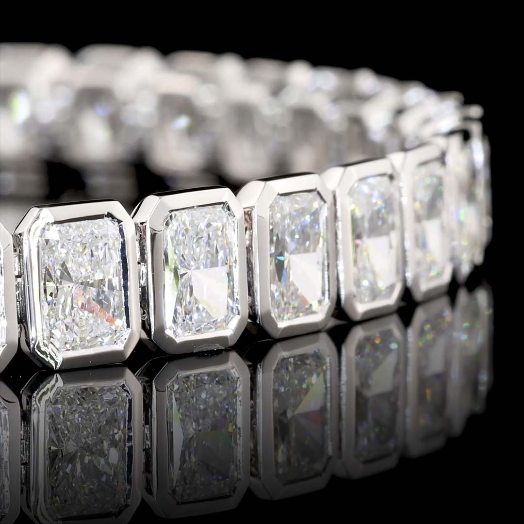 15 CTW Radiant Bezel Lab Grown Diamond Tennis Bracelet