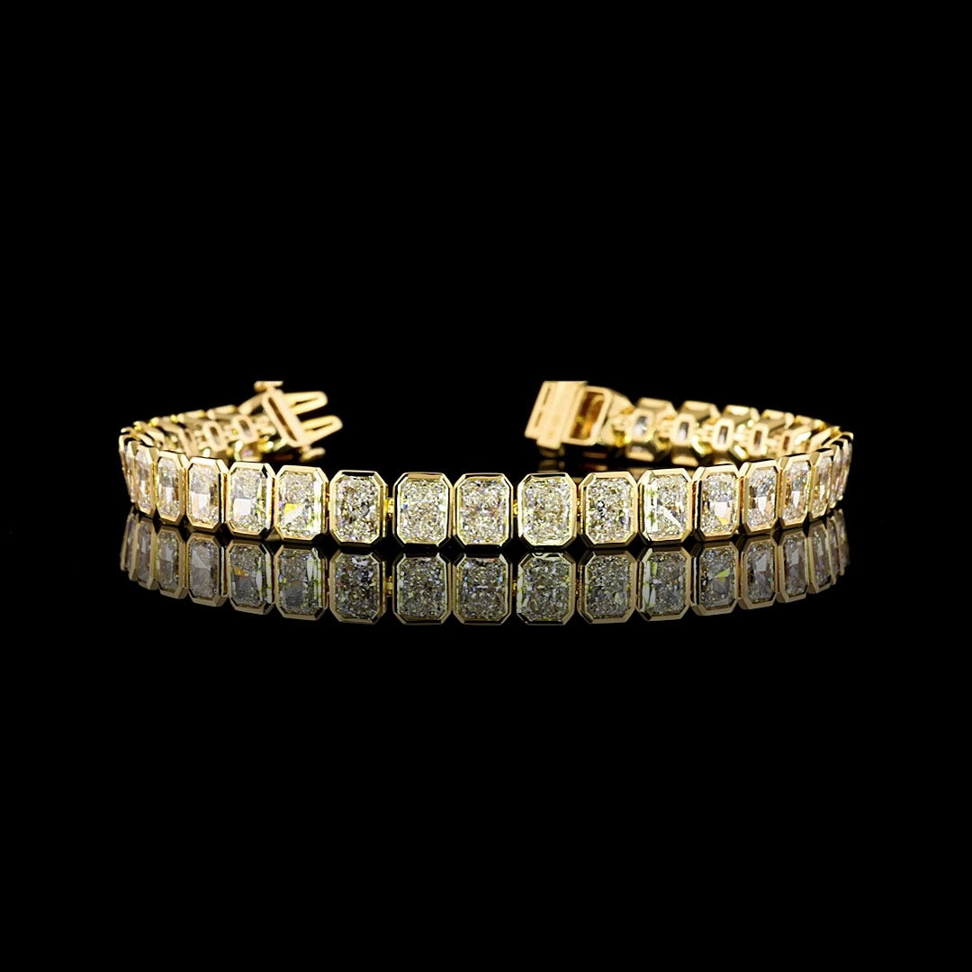 21 CTW Radiant Bezel Lab Grown Diamond Tennis Bracelet