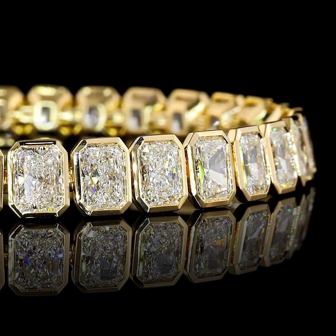 21 CTW Radiant Bezel Lab Grown Diamond Tennis Bracelet