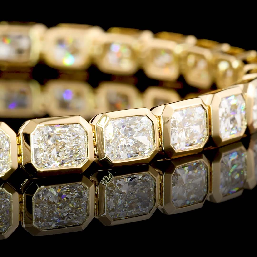 10 CTW East-West Radiant Bezel Lab Grown Diamond Tennis Bracelet