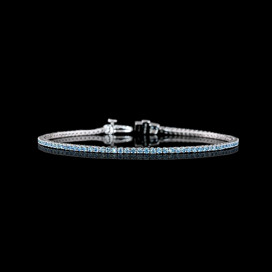 1.5 CTW Blue Round Lab Grown Diamond Tennis Bracelet