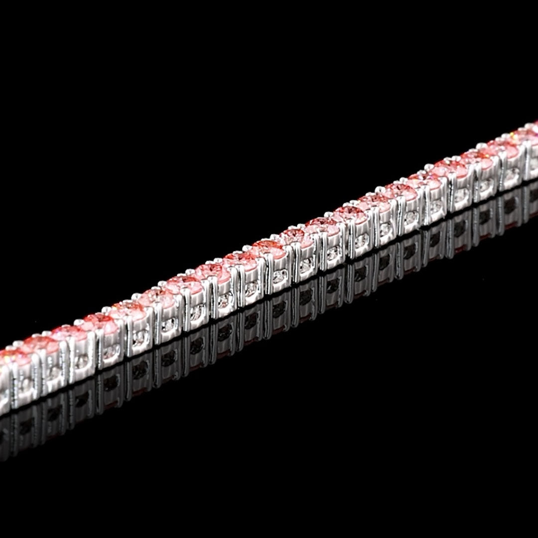 1.5 CTW Pink Round Lab Grown Diamond Tennis Bracelet
