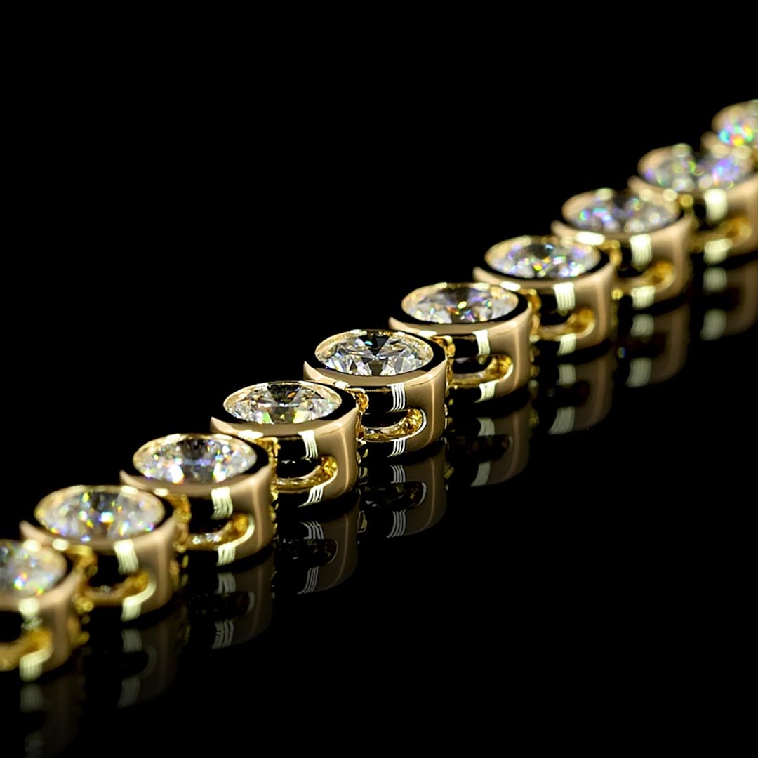 10 CTW Round Bezel Lab Grown Diamond Tennis Necklace