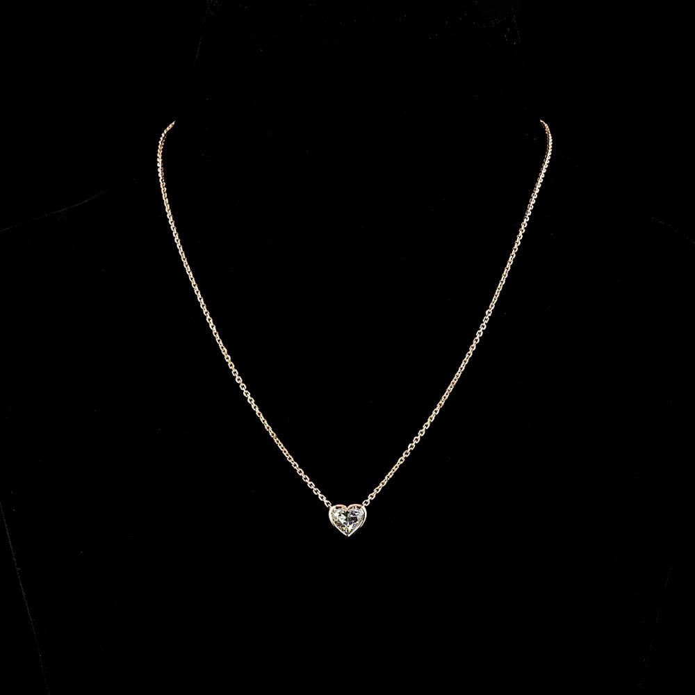 14K Rose Gold Bezel Heart Lab Grown Diamond Pendant Necklace