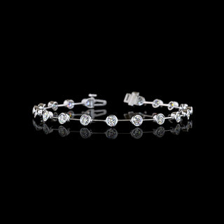 3 CTW Round Bezel Lab Grown Diamond Station Bracelet