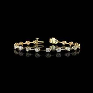 3 CTW Round Bezel Lab Grown Diamond Station Bracelet