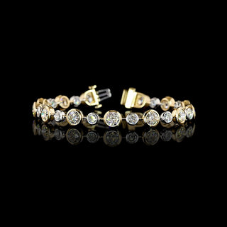 Two Tone Alternating Round Bezel Lab Grown Diamond Station Bracelet