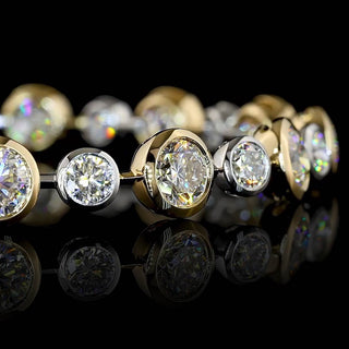 Two Tone Alternating Round Bezel Lab Grown Diamond Station Bracelet